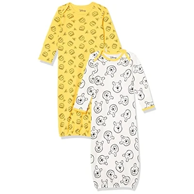 Image of Amazon Essentials Disney Marvel Star Wars Baby Boys&#039; Sleeper Gowns, Pack of 2, Winnie the Pooh Oh Bother!, 6 Months
