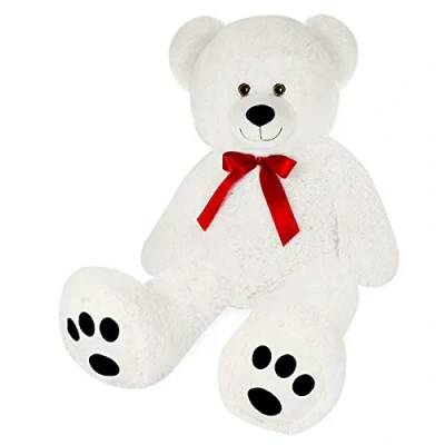 Image of Monzana® XL 100cm White Teddy Bear Soft Dense Fur Bow Paws Christmas Birthday Easter Valentine&#039;s Girlfriend Boyfriend Kids Toy Gift Plush Cuddly Teddies Big Large Giant Child 1m