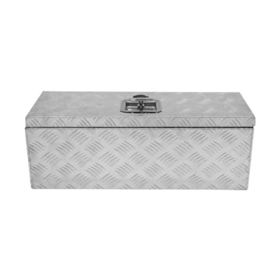 Image of Aluminium Tool Box 35L Lockable Chest 2 Keys Trailer Truck Van Locker Boxes Storage Heavy Duty Checker Plate Rubber Base Liner &amp; Seal Gas Struts Carry Case Small 26&quot; x 9&quot; 660mm 230mm