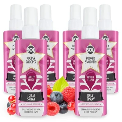 Image of 6pk SOL Pooper Swooper Toilet Spray 60ml Fruity Flush Fragrance Odour Masking Air Fresheners Poop Cleaning Products