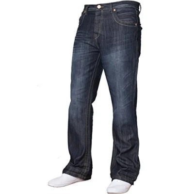Image of BNWT New Mens Bootcut Flared Big King Size Wide Leg Blue Denim Jeans All Waist Dark Wash A31 30W X 32L