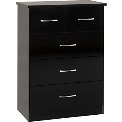 Image of Seconique Nevada 3+2 Drawer Chest in Black Gloss