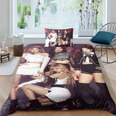 Image of EOASNRTCB Blackpink Duvet Cover Set 3D Printed Bedding Quilt with Hidden Zipper Closure,Ultra Soft Microfiber Bedding,Soft And Comfortable Single（135x200cm）