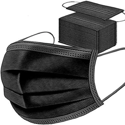 Image of 50pk Disposable 3 Layer Face Masks, High Filterability Black