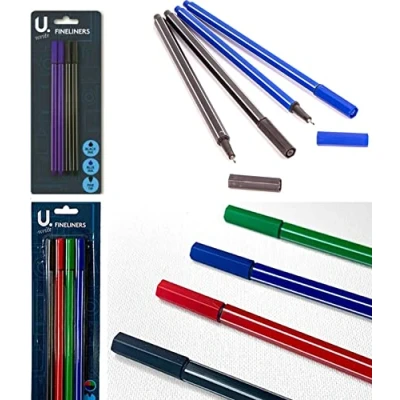 Image of Comfort Style 4 Piece Fineliner Pens Set For Writing Drawing Sketching Home School Office Fine Tip Pointer Pen (Black Red Blue Green)