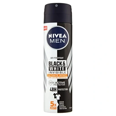 Image of Men Black &amp; White Invisible Anti perspirant Deodorant Spray 150 ml