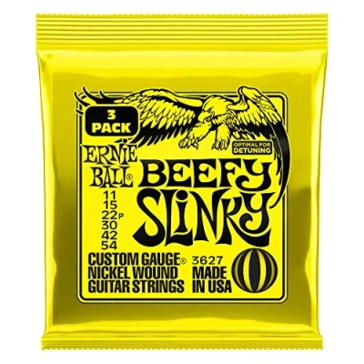 Image of Ernie Ball Beefy Slinky Nickel Wound Electric Guitar Strings 3 Pack 11 54 Gauge