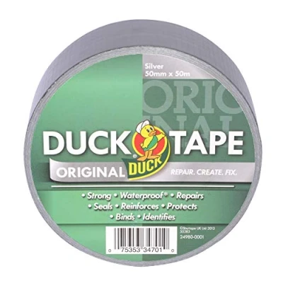 Image of Duck tape original Silver, 50 mm x m. The high strength waterproof gaffer and duct adhesive cloth repair
