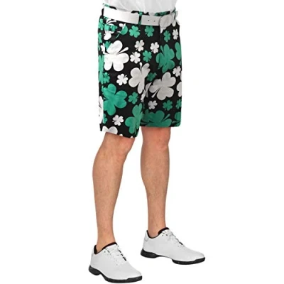 Image of Royal &amp; Awesome Paddy Par! Shamrock Golf Shorts Men, Crazy for Mens Shorts, Funny Men