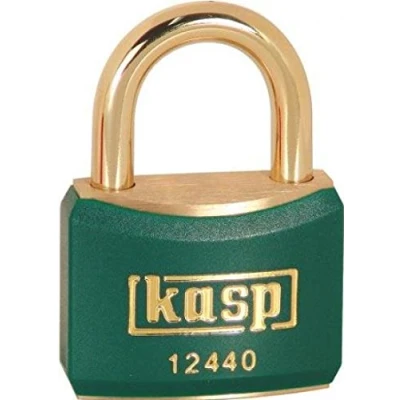 Image of Kasp 40mm Brass Padlock with Green Plastic Coating