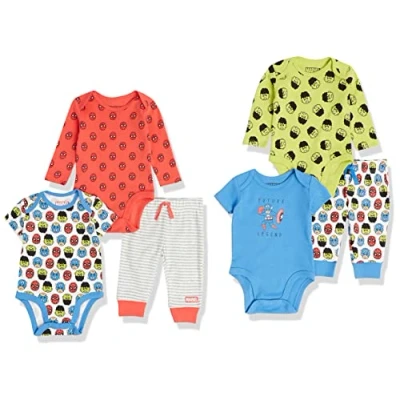 Image of Amazon Essentials Disney Marvel Star Wars Baby Boys&#039; 6 Piece Outfit Set, Pack of 6, Friends, 24 Months