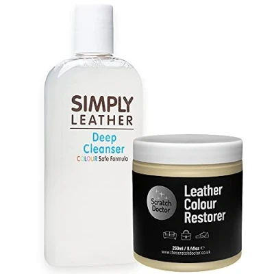 Image of Scratch Doctor Leather Cleaner &amp; Colour Restorer Kit for Sofas Car Seats Bags Shoes Jackets (Cream, 250ml)