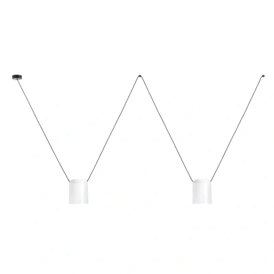 Image of Attic Decorative Hanging Ceiling Pendant Matt White Black 2x E27 / 75cm x 200cm