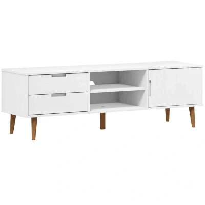 Image of vidaXL TV Cabinet MOLDE White 158x40x49 cm Solid Wood Pine