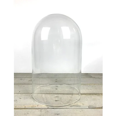 Image of EMH Handmade Mouth Blown Clear Circular Glass Display Cloche Bell Jar Dome 40 cm