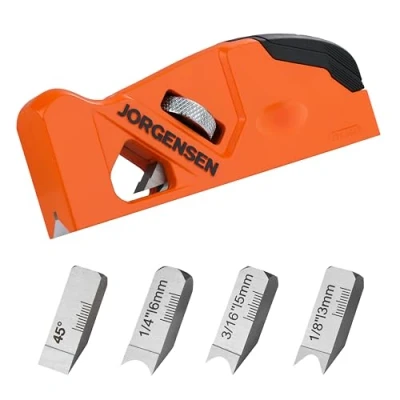 Image of Jorgensen Chamfer Plane for Woodworking, Edge Corner Flattening Tool Wood, 45 Hand Manual Planer with 4 Cutter Heads Quick Wood Trimming