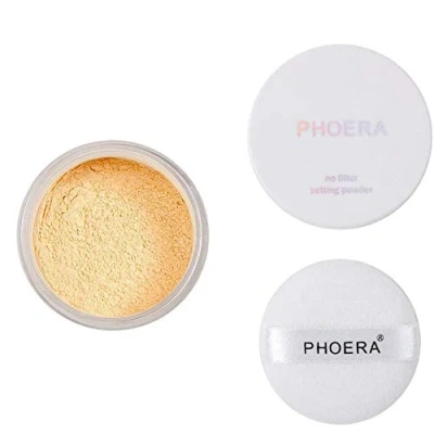 Image of ABRUS Translucent Makeup Setting Matte Face Powder + Puff, Long Lasting Lightweight Foundation Make Up Fixer (03 Banana)