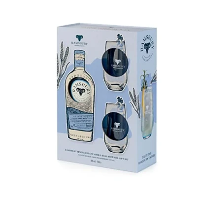 Image of Ramsbury Single Estate Vodka &amp; Glassware Gift Set, 70cl 43% ABV Spirits Premium Gifting with Highball Made in Wiltshire, UK