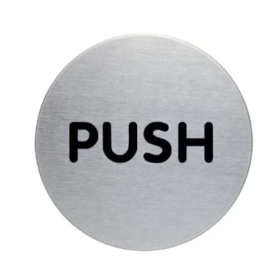Image of Durable Push Pictogram 65mm Scratch Resistant Stainless Steel Door Sign (Packof 5)