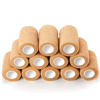Image of SUPERBE 12 Rolls Self Adhesive Bandage Wrap, 7.5cm X 4.5m, Cohesive Bandages Vet Wrap Tape (Beige)