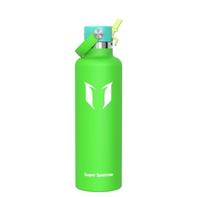 Image of Super Sparrow Water Bottle Stainless Steel 18/8 Metal 1L Vacuum Insulated Bottles with Straw Lid Sports Flask for Gym, Travel,