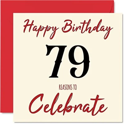 Image of Fun 79th Birthday Cards for Men Woman Reasons To Happy Card Dad Mum Great Grandad Grandpa Nanny Grandma Gran Uncle Auntie, 145mm x Greeting Cards,