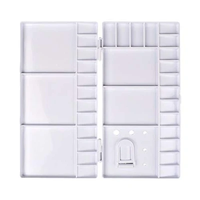 Image of CHENGZI Watercolor Palette Folding Paint Tray Plastic with Thumbhole 33 Wells for Watercolor,Gouache, Acrylic and Oil