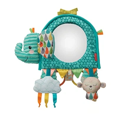 Image of Infantino Go Gaga Elephant Activity Mirror, for tummy time, car seat, pram; newborn baby &amp; sensory toy