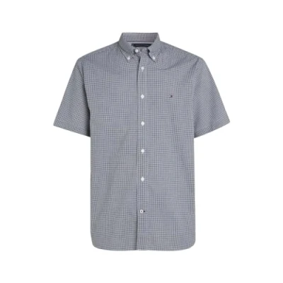 Image of Tommy Hilfiger Men Short Sleeve Shirt, Multicolor (Desert Sky/Optic White), XS