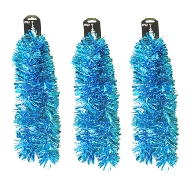 Image of Widdle Gifts 6 Metre Chunky Tinsel Tree Room Christmas Decoration 3 Lengths 2 (Blue 5909)