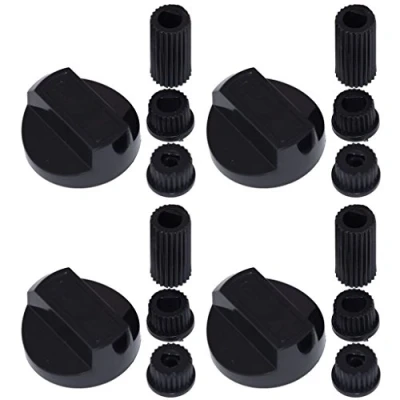 Image of Ufixt 4 x Fits Hotpoint, Howdens, Hygena, Indesit, Lamona And LG Universal Cooker/Oven/Grill Control Knob Adaptors Black