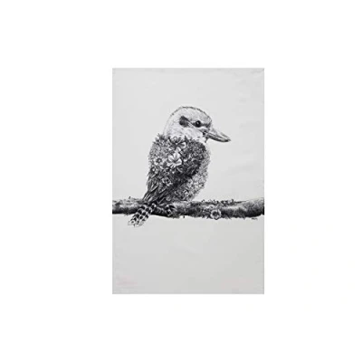 Image of Maxwell &amp; Williams Marini Ferlazzo Tea Towel with Kookaburra Design, 100% Indian Cotton, White, 50 x 70 cm
