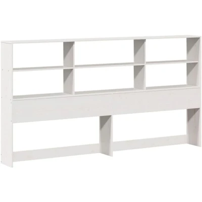 Image of vidaXL Headboard with Storage Bed Decor Solid Pinewood F&amp;B White 180 cm Ideal for Bedroom Ample Space Saving Design Seven Compartments Stable and Durable