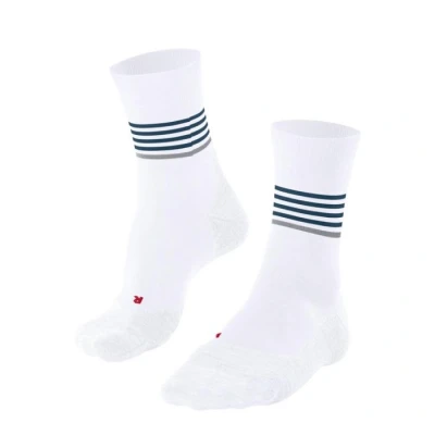 Image of FALKE Men&#039;s RU4 Endurance M So Cotton Anti Blister 1 Pair Running Socks, White 2004 Stripe, 5.5 7.5