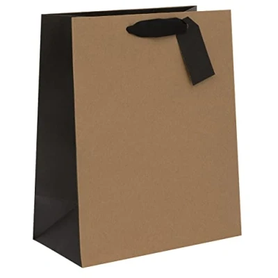 Image of Glick Luxury Gift Bag, Birthday Large Celebration Ribbed Kraft Wrap Black, 260w x 315h 135d mm