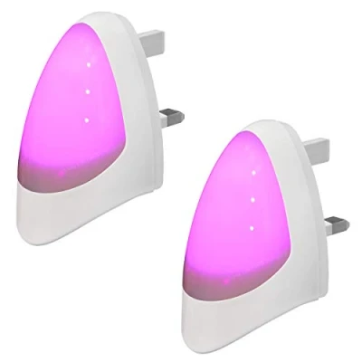 Image of 2 Pack Pink Automatic LED Night Light Plug in &amp; Energy Saving Dusk Dawn Sensitive