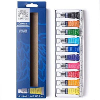 Image of Winsor &amp; Newton, Cotman Watercolour Set, 10 x 5ml Tubes