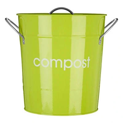 Image of Premier Housewares Compost Bin Lime Green Kitchen Steel Garden Outdoor Zinc Bins
