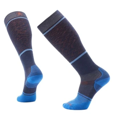 Image of Smartwool Men&#039;s Snowboard Targeted Cushion Retro Line Over The Calf Socks, Deep Navy, Large