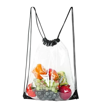 Image of IRYNA Drawstring Gym Bag, 1Pcs Sack Sports Clear Waterproof Backpack String Swim PE Bags for Women Men