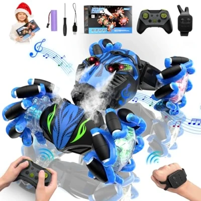 Image of Remote Control Cars, Gesture Sensing 4WD RC Stunt Car, Drift Car with LED Light/Music/Spray, 2.4Ghz Kids Toys for 5 12 Years Old Boys Girls, Christmas/Birthday/New Year Gifts