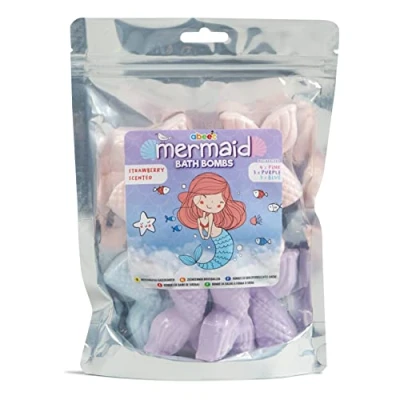 Image of abeec Mermaid Bath Bombs Bomb Set in Colours: Pink, Purple and Blue 10 for Kids Fizzy Bubble Sets Children’s Gifts
