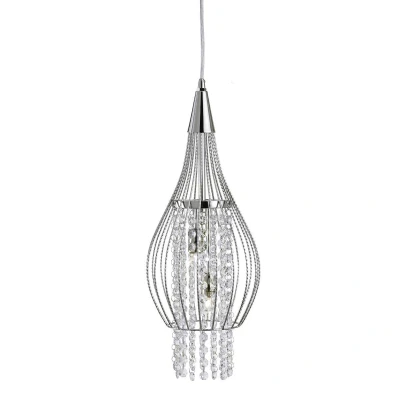 Image of Rocket 2 Light Ceiling Pendant Chrome with Glass Crystals, G9