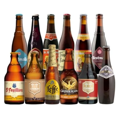 Image of Belgian Trappist &amp; Abbey Mixed Case with Glass (12 Pack) Beer Gifts for Men and Women, Gift Set, Birthday Beer, Craft Lager World Beers, Selection