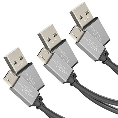 Image of KabelDirekt Micro USB 2.0 cable 0.5m + 1m 2m (high speed data and charger cable, suitable for smartphones tablets with a port, black/space grey) PRO Series