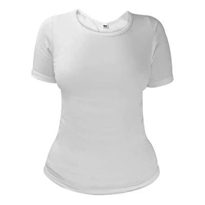 Image of HEAT HOLDERS Ladies Winter Warm Cotton Thermal Underwear Short Sleeve T Shirt Vest (16 18, White)