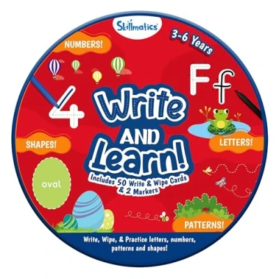Image of Skillmatics Write &amp; Learn Cards for Toddlers Letters, Numbers, Patterns Shapes, Preschool Learning, Stocking Stuffers, Reusable, Gifts Kids Ages 3, 4, 5, 6