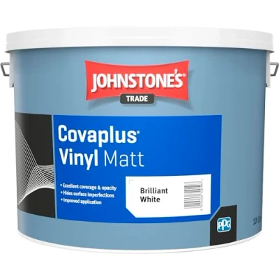 Image of Johnstone&#039;S Trade 10 Litre Covaplus Vinyl Matt Brilliant White