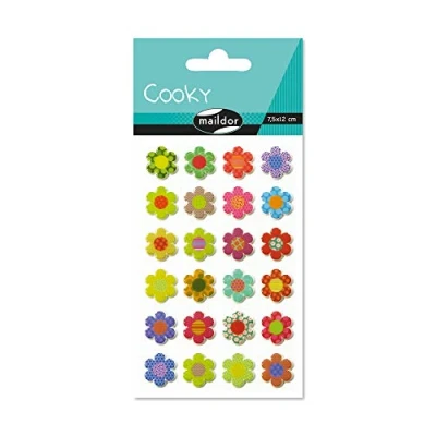 Image of Maildor Ref CY021O Cooky Stickers (Single Sheet) 7.5 x 12cm Easter Flowers Designs Approximately 20 Stickers, 3D Suitable for Children Aged 3+
