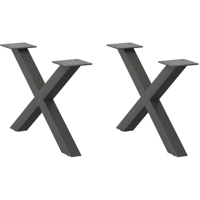 Image of vidaXL x shaped steel coffee table legs 2 pcs/adjustable, sturdy anthracite bases for living/dining room